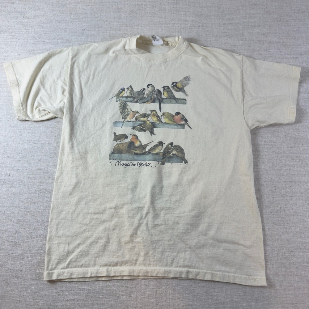 Vintage 1994 Marjolein Bastin Hallmark Bird Graphic T-Shirt Cream XL Made in USA